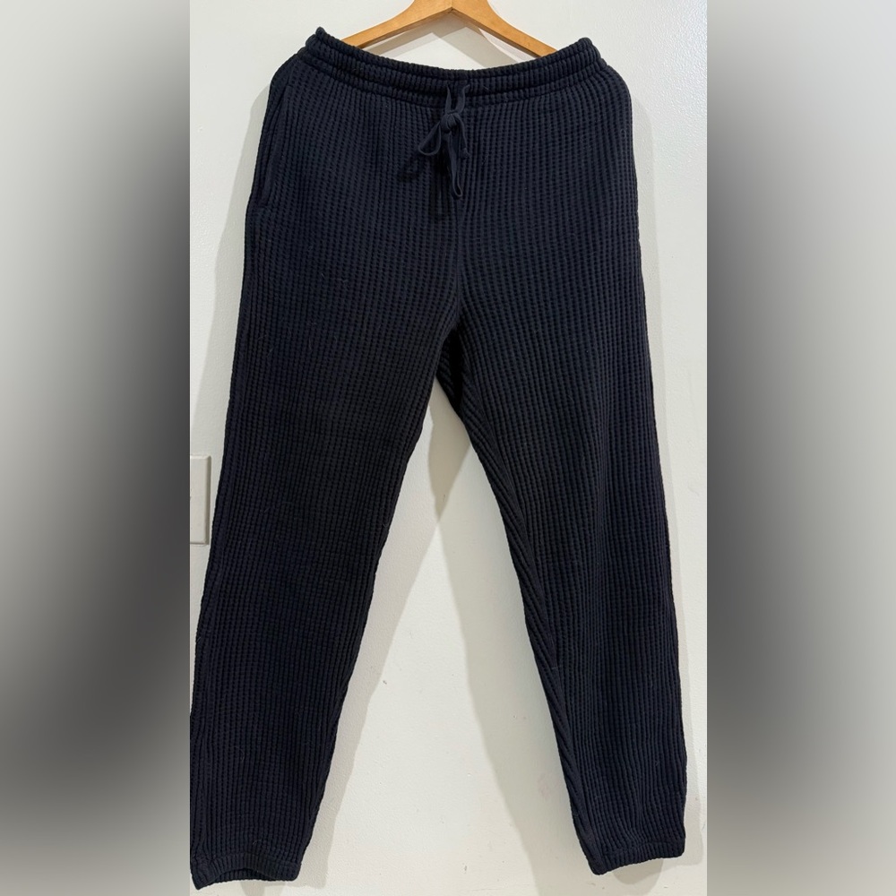MATE Black Waffle-Knit Drawstring Joggers